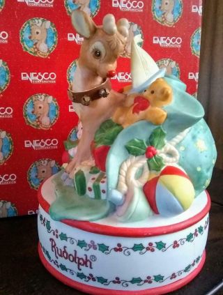 Enesco Rudolph The Red - Nosed Reindeer Christmas Toys Musical Rare W/ Box 449962