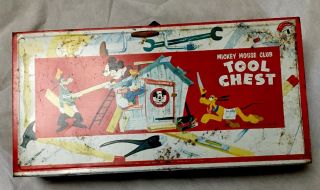 Rare Vintage Mickey Mouse Club 1950’s Metal Tool Box
