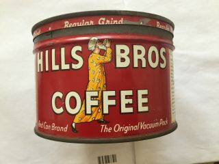 Rare Vintage Rusty Rustic Decor Hills Bros Coffee Tin 1 Lb Red Can Brand