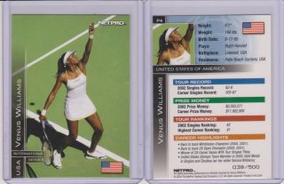 Rare 2003 Netpro International Venus Williams Tennis Rookie Card /500 Multiples