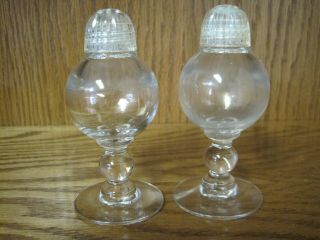 Rare Imperial Candlewick Footed Crystal Salt And Pepper Shakers 400/116