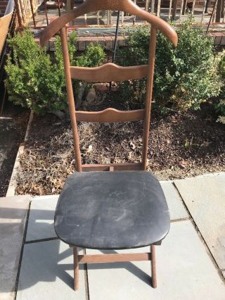 Mid Century Valet Butler Gentlemans Dressing Chair Accessory Tray Storage Seat