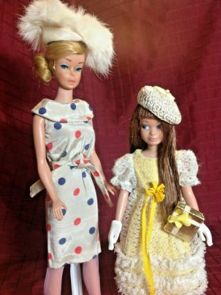 Vintage Mattel Blonde Swirl Ponytail Barbie And Brunette Skipper