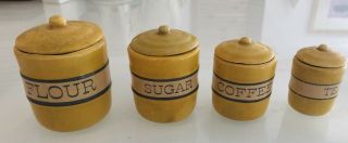 Rare Miniature Kitchen Canister Set Flour Sugar Coffee Tea Tht 1984 - Sh