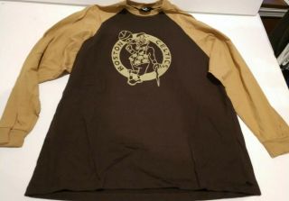 Rare Vintage Boston Celtics Brown Long Sleeve T - Shirt With Felt Logo Sz Xl