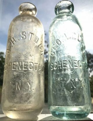 Antique 1890s Hutchinson Bottles Schenectady York 2 Bottles