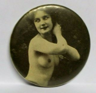 Antique Risque Nude Woman Celluloid Pocket Mirror