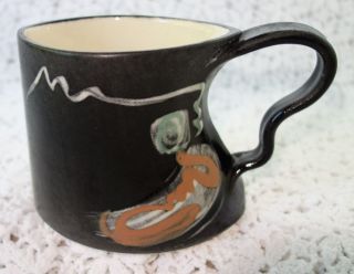Rare Modern Art Studio Pottery Mug Signed Eric & Chuy Boos 1990 - One Of A Kind