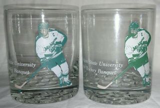 2 Rare 1990 Michigan State University Hockey Banquet Glasses Smolinski Spartans