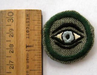 Rare 1933 - 1938girl Scout Observer Finder Badge Grey Green Open Eye Patch