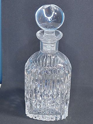 Atlantis Signed Etched Triangle Shaped Lead Crystal Whiskey Decanter Rare