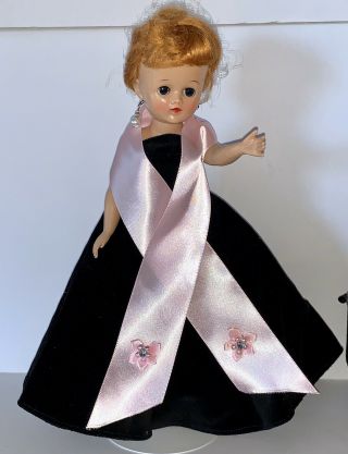 Vintage Vogue 1957 10.  5 " Jill Doll In Black Velvet Gown With Silk Wrap 7417
