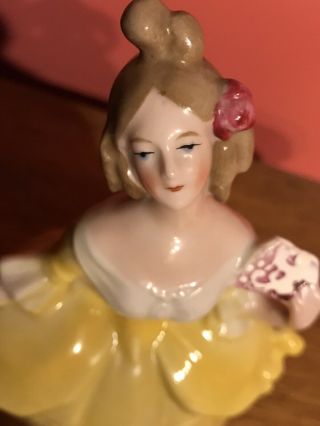 Antique German Figural Lady Powder/trinket Box/pot/jar Germany Dresser Half/doll