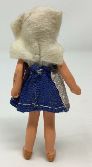 Antique Vintage German Bisque Dollhouse Wire Jointed Girl Doll w Scarf Miniature 3