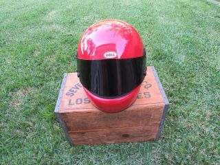 Vintage 1981 Bell Tourstar Full Face Shield Red Motorcycle Helmet 7 5/8
