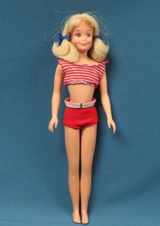 Vintage Barbie Platinum Blonde Skooter Scooter Doll With Two Piece Swimsuit