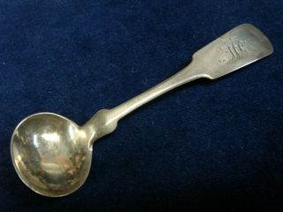 Antique American Coin Silver Fiddle Back Master Salt Or Mustard Spoon Circa 1844