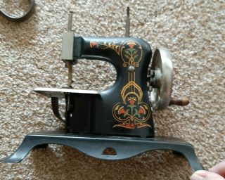 Vintage Antique German Miniature Hand Crank Sewing Machine Toy Model