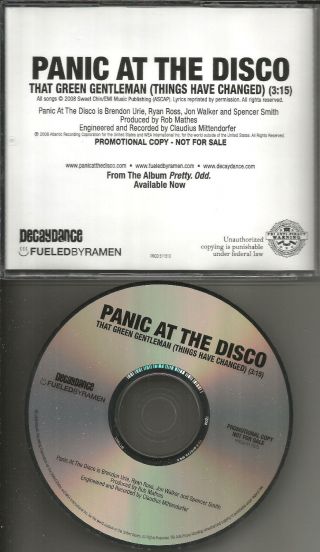 Panic At The Disco That Green Gentleman 2008 Rare Radio Promo Dj Cd Single
