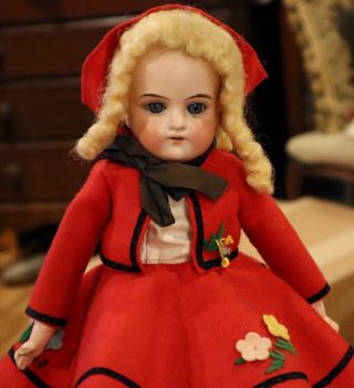 Antique 14 " German Bisque Armand Marseille 370 Doll W/pretty Outfit