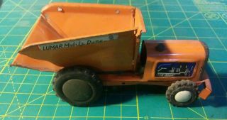 Vintage Marx Lumar Mobile Dump Truck,  Pressed Steel Toy,  Rare Orange,  1950 