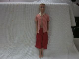 Ken 1962 Blonde Hair Doll In Red Beach Outfit No Shoes