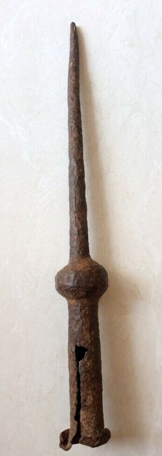 18th C Ancient Old Iron Spear End Rare Mughal Period Spear Lance End