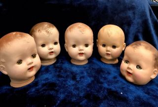 5 Huge Vintage Creepy Baby Doll Heads Halloween Open/close Eyes 5.  5 - 6.  5”