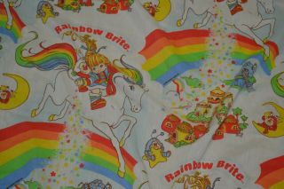Vintage Hallmark Cards Rainbow Brite Twin Fitted Sheet White Rare HTF 1983 80s 2