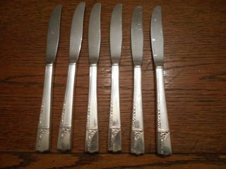 6 Nobility Plate 1937 Caprice Pattern Dinner Knives Oneida Silverplate 891