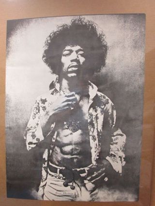 Vintage Black And White Poster Jimi Hendrix Guitar Rock N 