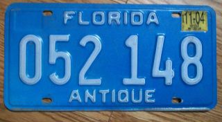 Single Florida License Plate - 2004 - 052 148 - Antique