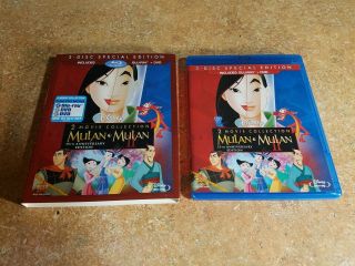 Mulan/mulan Ii - 2 Pack (blu - Ray/dvd,  3 - Disc Set Special Edition) Rare Slipcover
