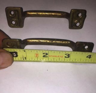 2 Antique Solid Brass Large Strong File Cabinet Trunk Chest Handles 3