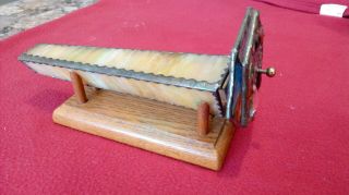 Antique Kaleidoscope Hand Made & Wooden Stand,  8 Inches Long With Dual Wheels