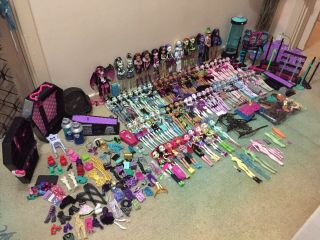 77 Monster High Dolls (some Rare) With Furniture,  Accessories,  Books & Merch.