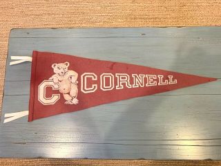 Vintage Cornell Banner Pennant Flag Bear Red And White Rare