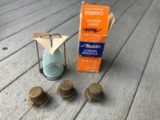 3 Vintage Antique Aladdin Oil Lamp Parts Wick Cleaner Loxon Mantle