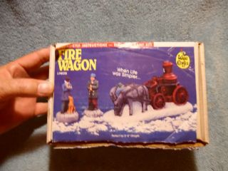 Rare Vtg Accents Unlimited Wee Crafts Easy To Paint Fire Wagon Kit 21530