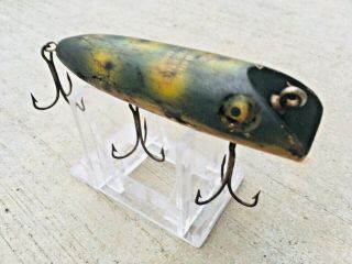 South Bend Bass Oreno Fishing Lure Frog Pattern Green 3.  75 " Tackle Bait Vintage