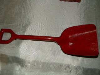 Vintage Child Shovel Set of 2 Red Primitive Mini Shovels All Metal as - is 3