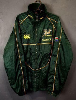 Rare Canterbury Mens South Africa Springboks Jacket Training Rugby Green Size L