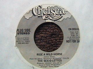 The Sex - O - Lettes " Ride A Wild Horse " 7 " White Label Promo 45 1976 Rare