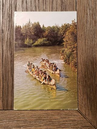 Disneyland Rare Indian Canoes Vintage Post Card