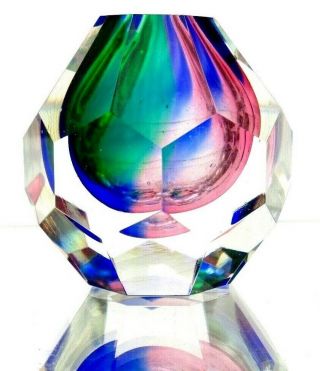 X Rare Murano Sommerso Art Glass Space Age Ufo Block Vase Mandruzzato Campanella
