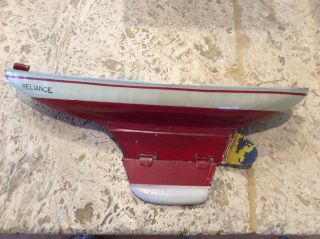 Antique Vintage Tin Metal Pond Sail Boat Model “ Reliance “ Weighted Keel 3