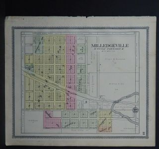 Illinois,  Carroll County Map,  1908 City Of Milledgeville L17 49