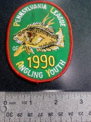 Vintage Pennsylvania League Of Angling Youth 1990 Patch Play Fishing Club Pa