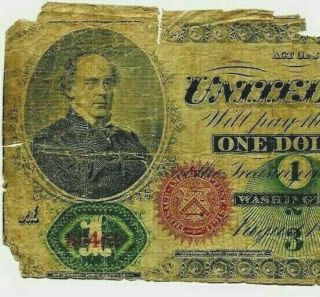 $1 " 1862 " (samuel Dexter) $1 " 1862 " Rare $1 1862 " Red Serials & Green Print " Rare