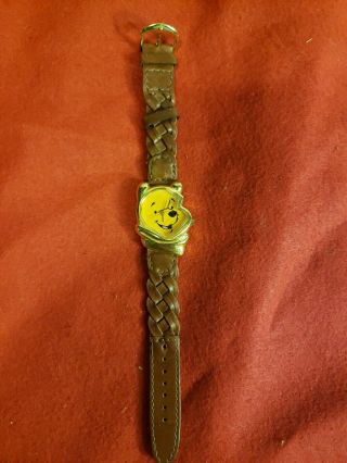 Vintage Timex Winnie The Pooh Leather Band Quartz Watch -